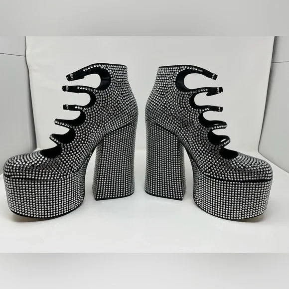 $650 MRSP | Marc Jacobs - The Rhinestone Kiki Ankle Boot | Black/Crystal | EU 40 - Picture 6 of 12